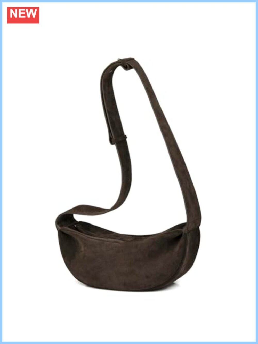 Premium Suede Leather Hobo Crossbody Sling Bag, Adjustable Strap, Women's